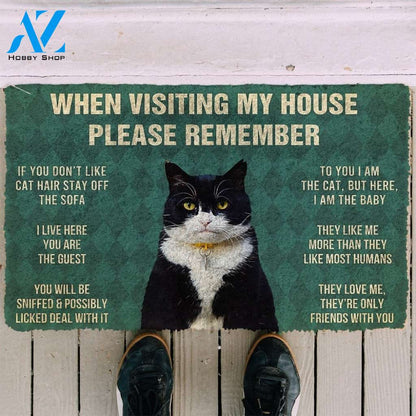 Gearhumans GearHuman 3D Please Remember Tuxedo Cat House Rules Doormat