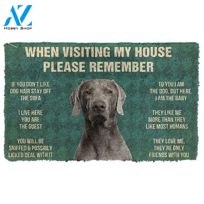 Gearhumans Gearhuman 3D Please Remember Weimaraner House Rules Custom Doormat