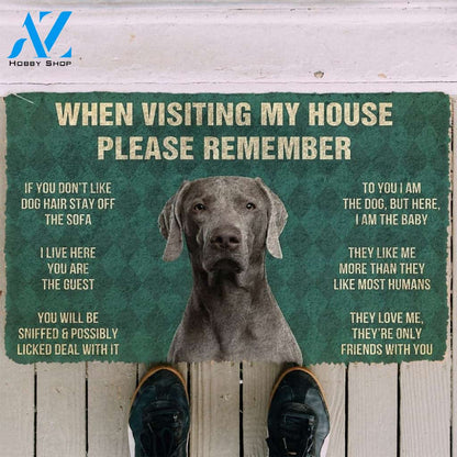 Gearhumans Gearhuman 3D Please Remember Weimaraner House Rules Custom Doormat