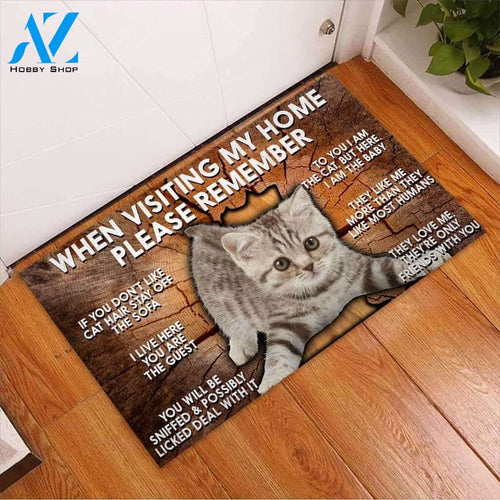 Please Remember When Visiting My Home - Cat Doormat Welcome Mat House Warming Gift Home Decor Gift for Cat Lovers Funny Doormat Gift Idea