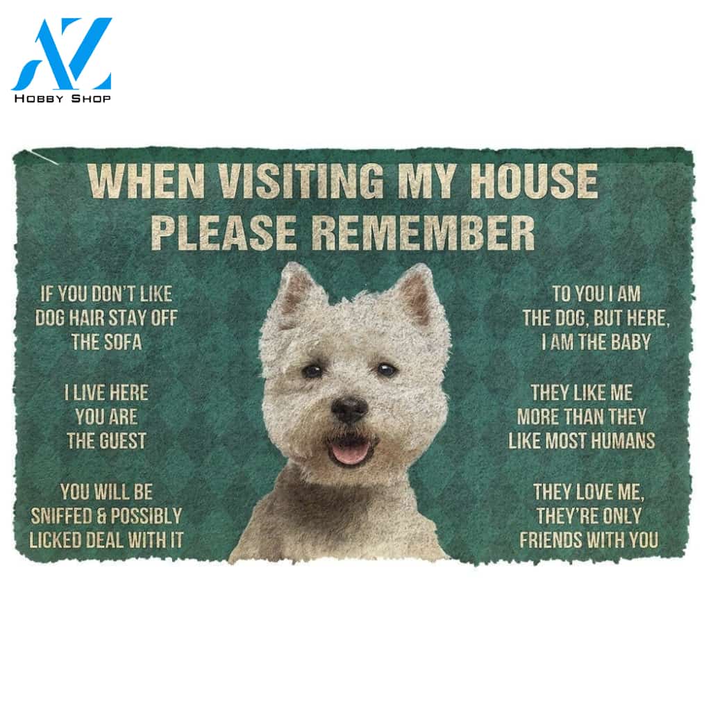 Gearhumans GearHuman 3D Please Remember White Terrier Dog's House Rules Doormat