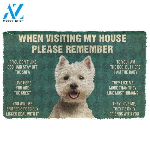 Gearhumans GearHuman 3D Please Remember White Terrier Dog's House Rules Doormat