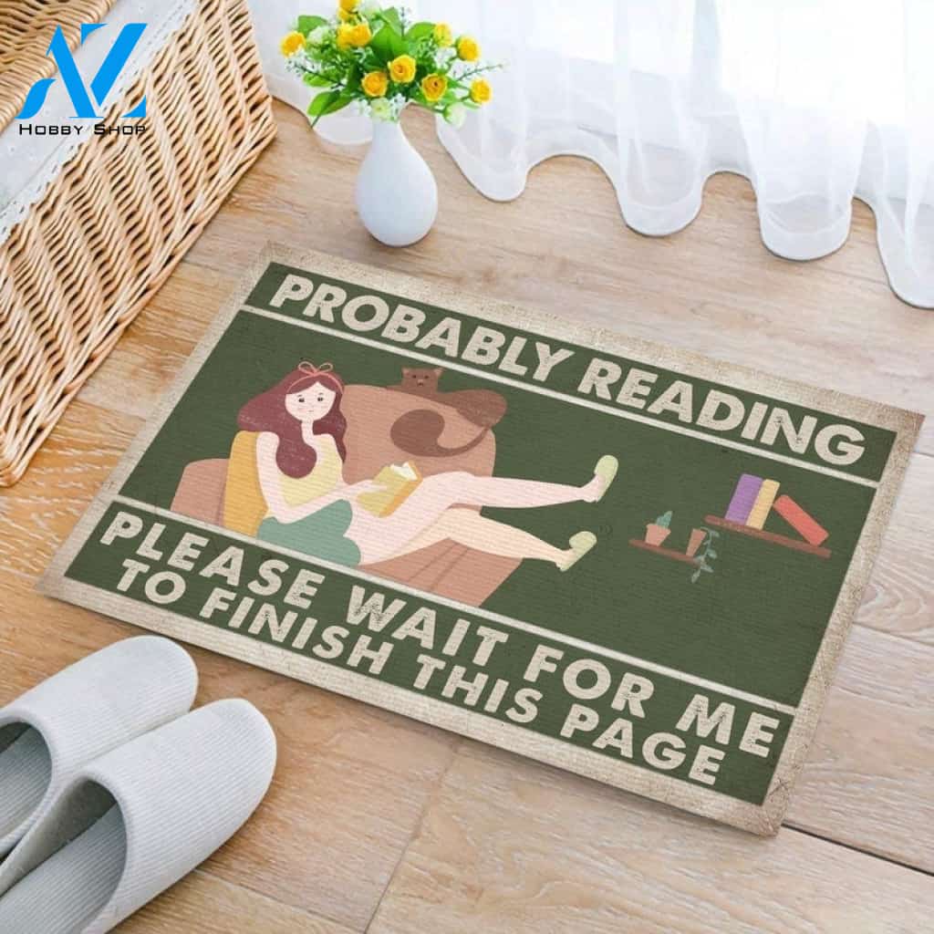 Please Wait For Me To Finish This Page Reading Doormat Indoor And Outdoor Mat Entrance Rug Sweet Home Decor Housewarming Gift Gift For Friend Family Stem Feminist