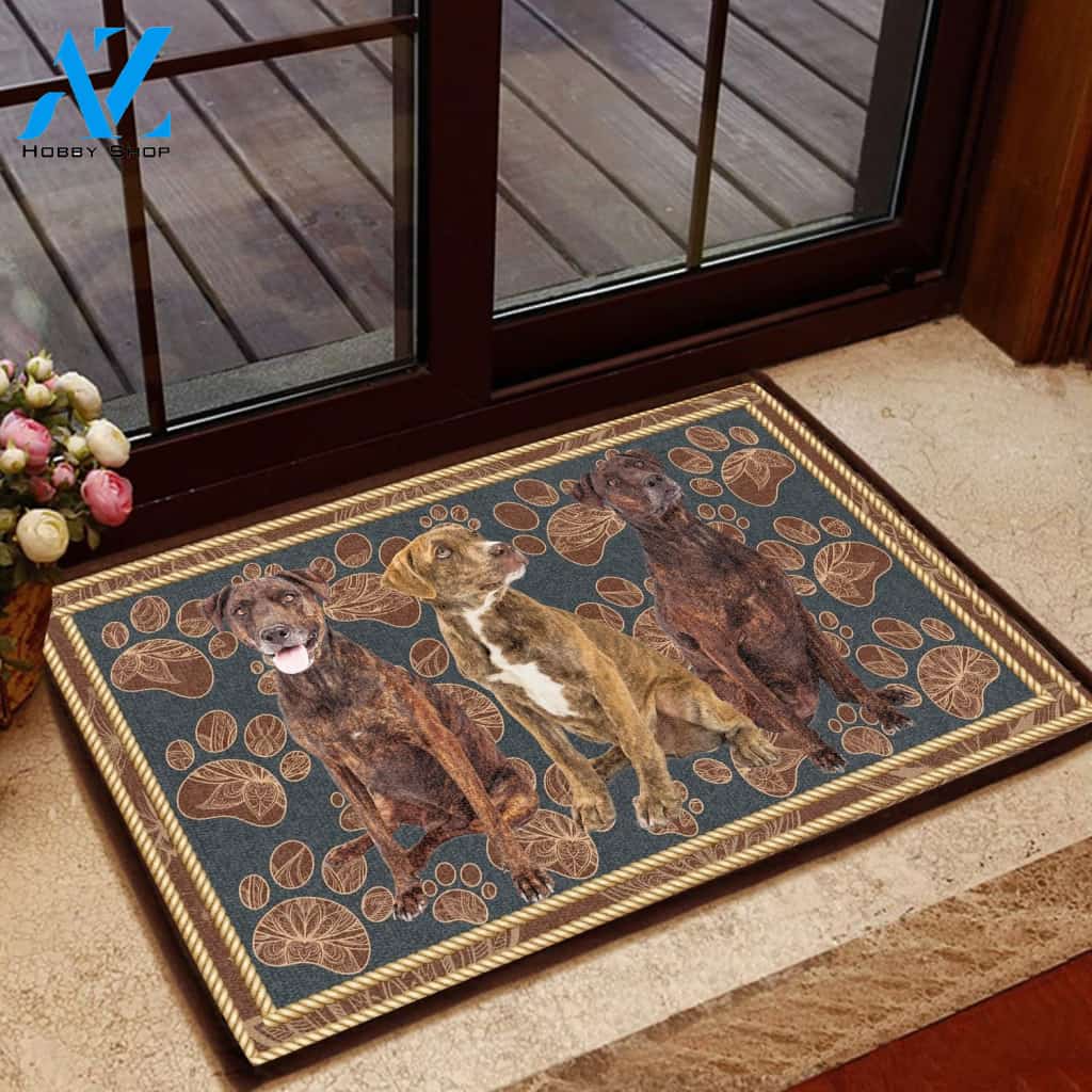Plott Hound Flower Paw - Dog Doormat Welcome Mat House Warming Gift Home Decor Gift for Dog Lovers Funny Doormat Gift Idea