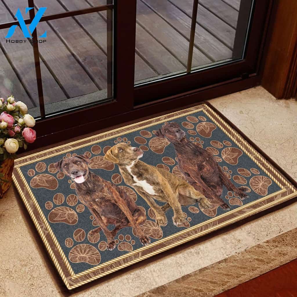 Plott Hound Flower Paw - Dog Doormat Welcome Mat House Warming Gift Home Decor Gift for Dog Lovers Funny Doormat Gift Idea
