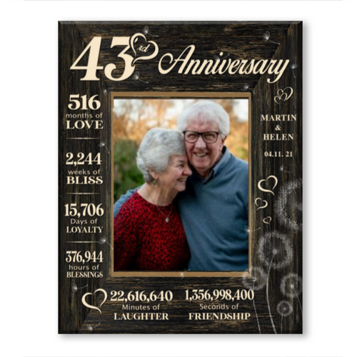 43 Year Wedding Anniversary Gift, 43rd Anniversary Gift For Wife, 43 Year Anniversary Gift For Husband