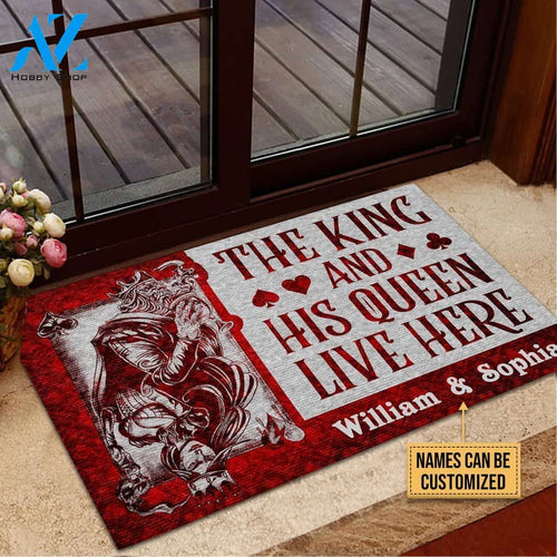 Poker The King And His Queen Live Here Custom Doormat | Welcome Mat | House Warming Gift