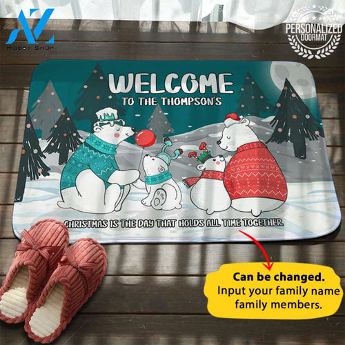 Polar Bear Christmas Personalized Doormat
