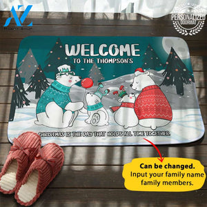 Polar Bear Christmas Personalized Doormat