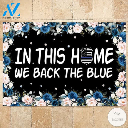 Police In This House We Back The Blue Doormat