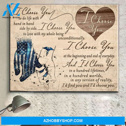 Police Love Nurse Couple Canvas Gift For Wife For Husband