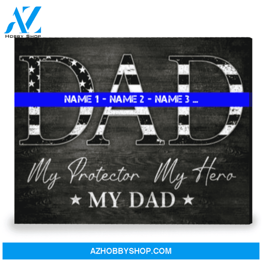 Police Officer Gift Police Dad Gift Thin Blue Line Gift For Him Canvas Print