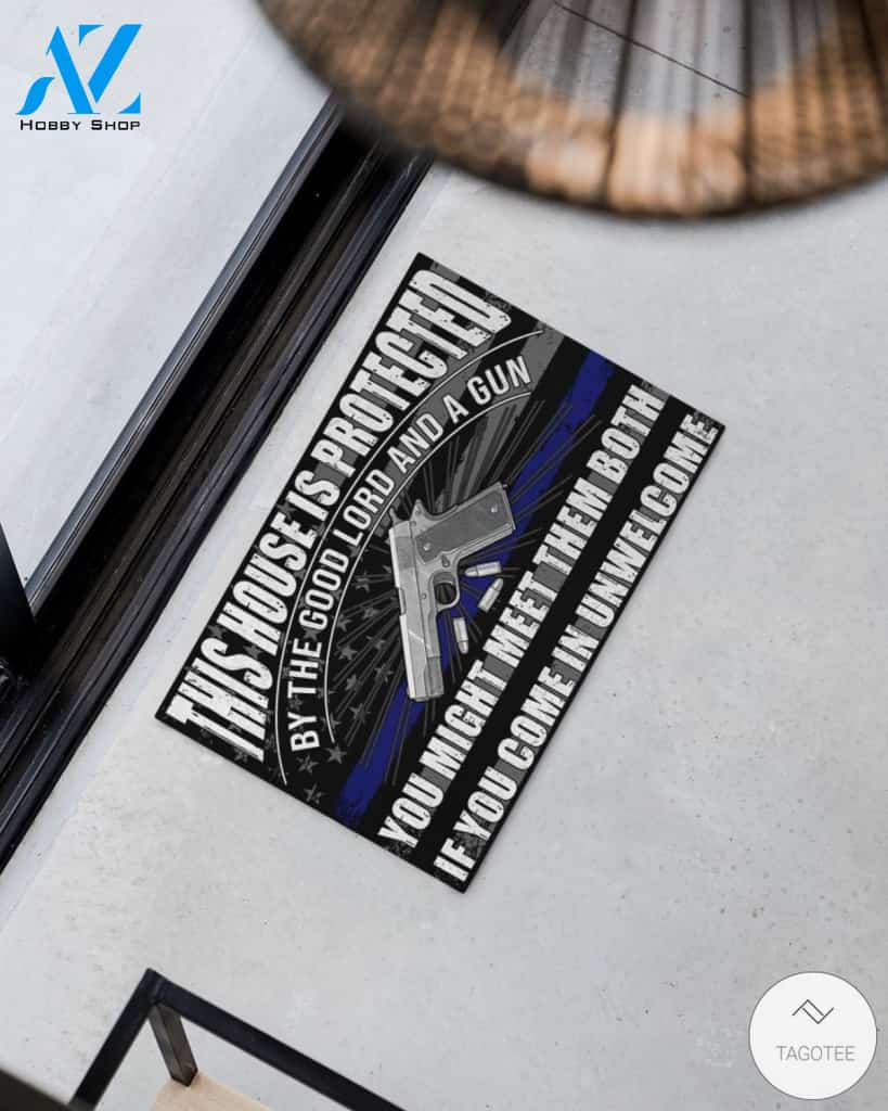 Police This House Is Protected By The Good Lord And A Gun Doormat