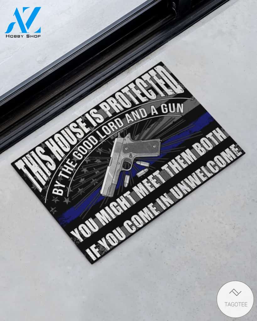 Police This House Is Protected By The Good Lord And A Gun Doormat