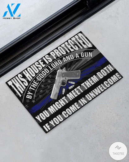 Police This House Is Protected By The Good Lord And A Gun Doormat