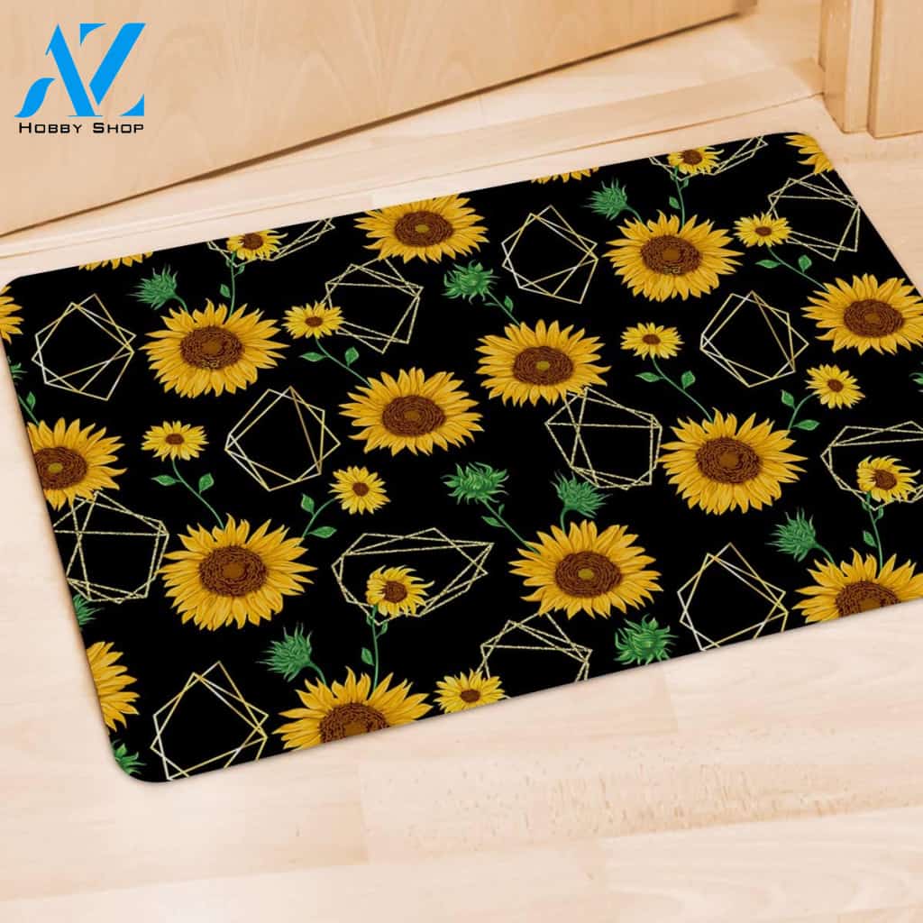 Polygonal Sunflower Door Mat