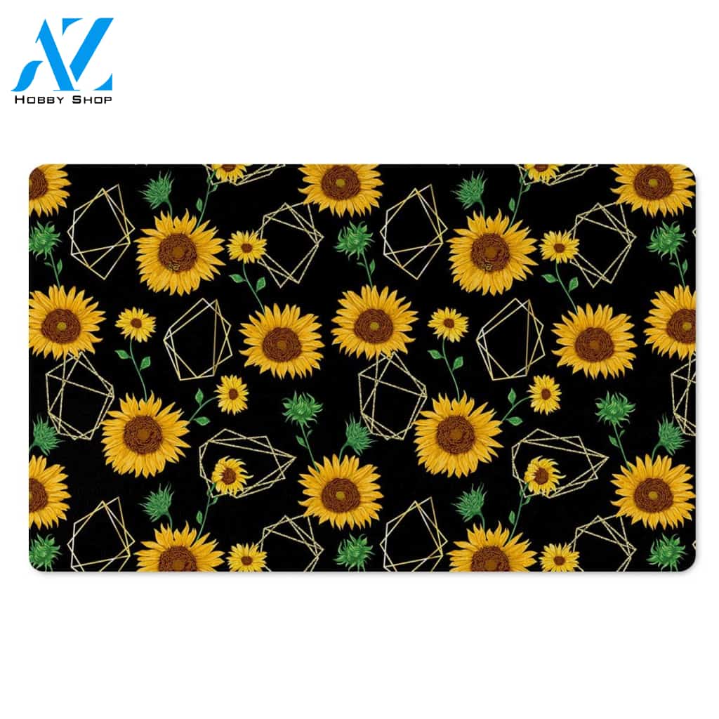 Polygonal Sunflower Door Mat