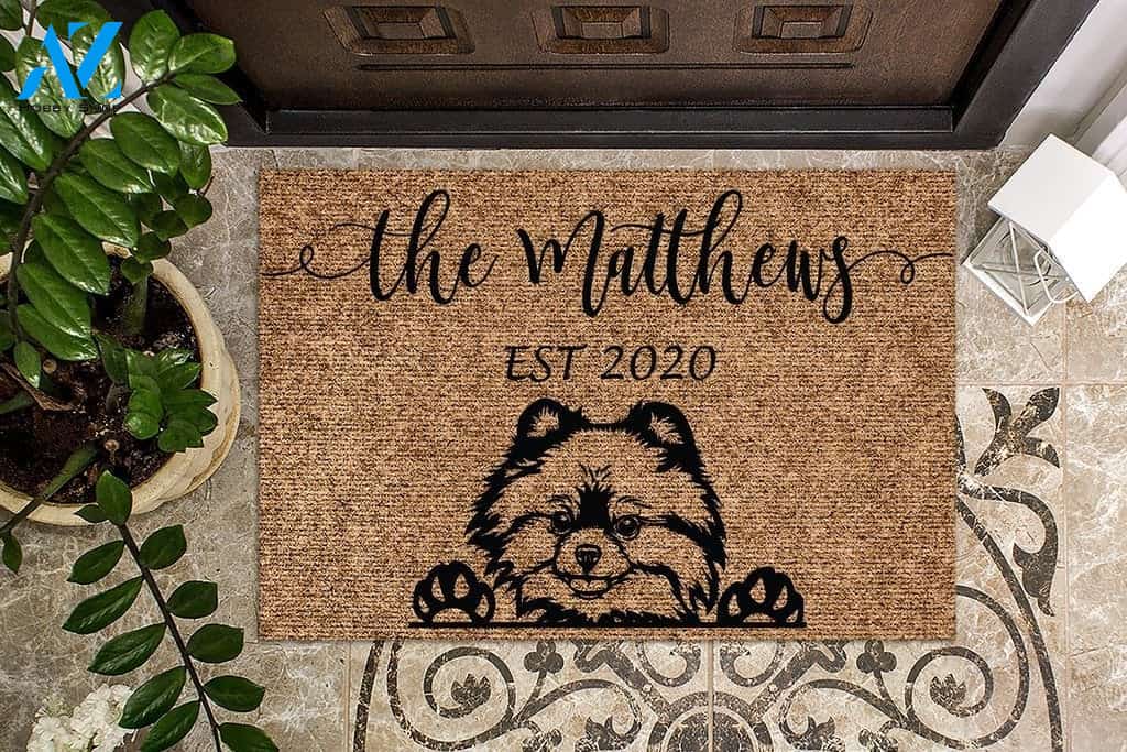 Pomeranian Funny Dog Custom Name & Year Doormat