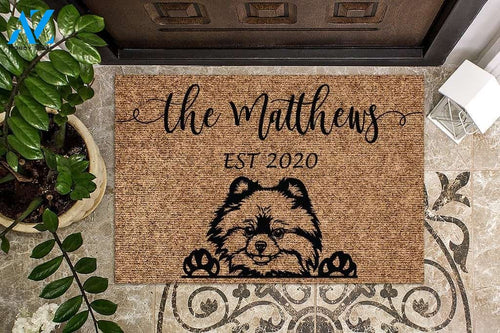 Pomeranian Funny Dog Custom Name & Year Doormat