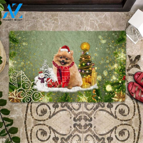 Pomeranian Merry Christmas Doormat
