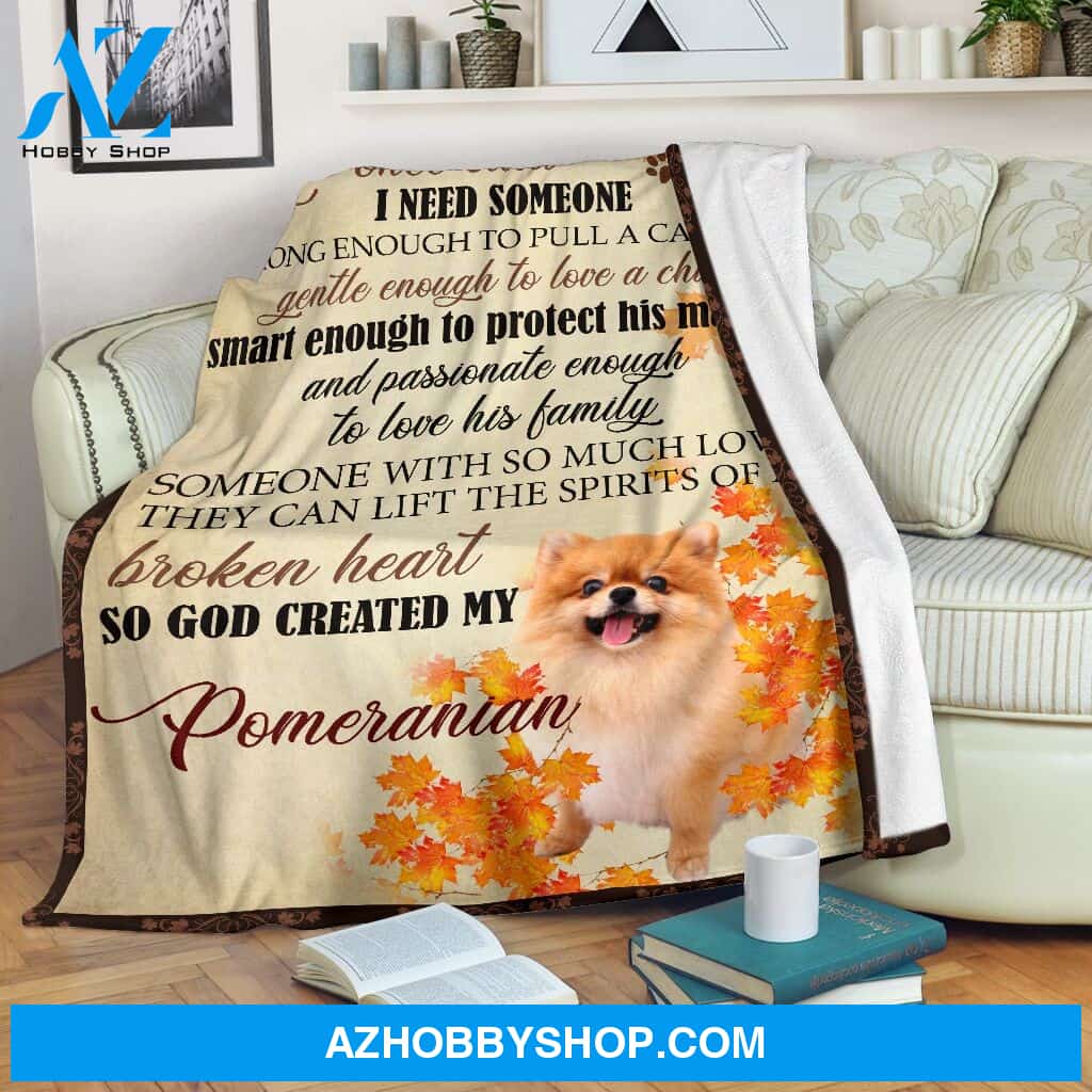 Pomeranian Protect His Master Fleece Blanket