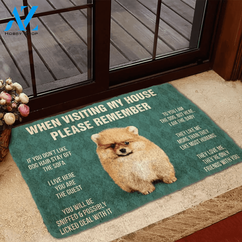 Pomeranian Puppy Dogs House Rules Doormat