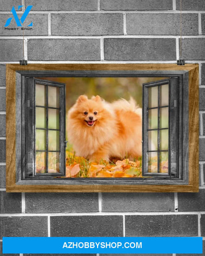 Pomeranian Window Gift For Dog Mom Canvas And Poster Wall Decor Visual Art Mother's Day Gift