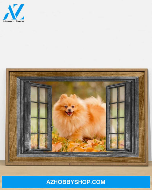 Pomeranian Window Gift For Dog Mom Canvas And Poster Wall Decor Visual Art Mother's Day Gift
