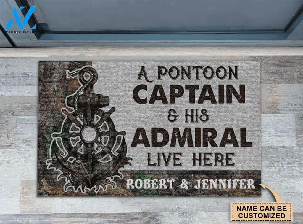 Pontoon Captain And Admiral Custom Doormat | Welcome Mat | House Warming Gift
