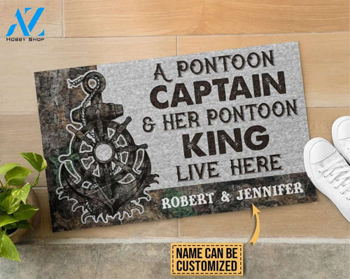 Pontoon Captain And Pontoon King Live Here Custom Doormat | Welcome Mat | House Warming Gift