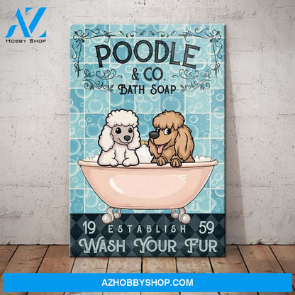 Poodle Dog Bath Soap Company Canvas Wall Art, Wall Decor Visual Art