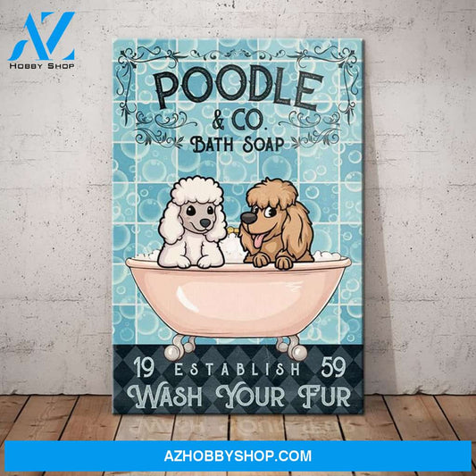 Poodle Dog Bath Soap Company Canvas Wall Art, Wall Decor Visual Art
