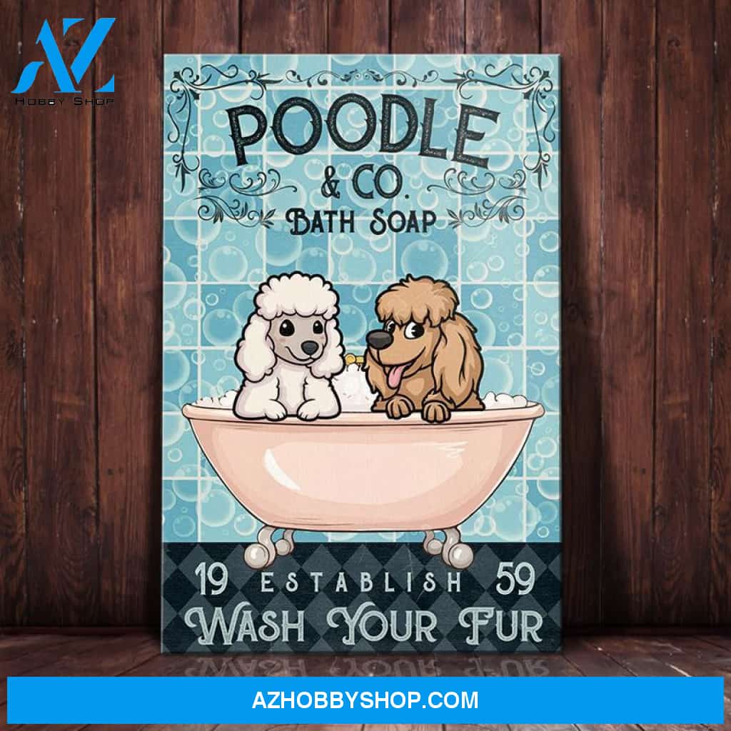 Poodle Dog Bath Soap Company Canvas Wall Art, Wall Decor Visual Art