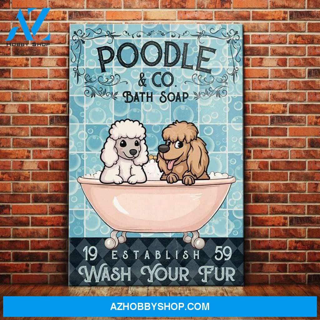 Poodle Dog Bath Soap Company Canvas Wall Art, Wall Decor Visual Art