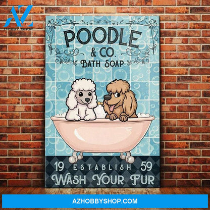 Poodle Dog Bath Soap Company Canvas Wall Art, Wall Decor Visual Art