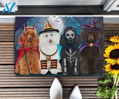 Poodle Dog Happy Halloween Day Doormat Welcome Mat Housewarming Gift Home Decor Gift For Dog Lovers Funny Doormat Gift Idea For Halloween