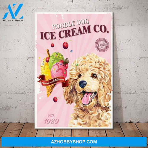 Poodle Dog Ice Cream Company Canvas Wall Art, Wall Decor Visual Art