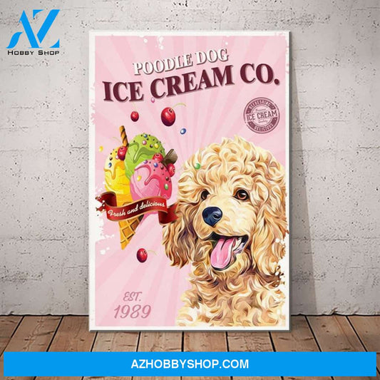 Poodle Dog Ice Cream Company Canvas Wall Art, Wall Decor Visual Art