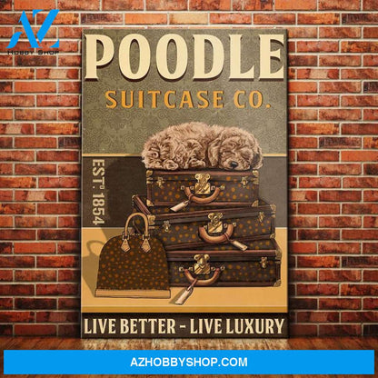 Poodle Dog Luxury Suitcase Company Canvas Wall Art, Wall Decor Visual Art