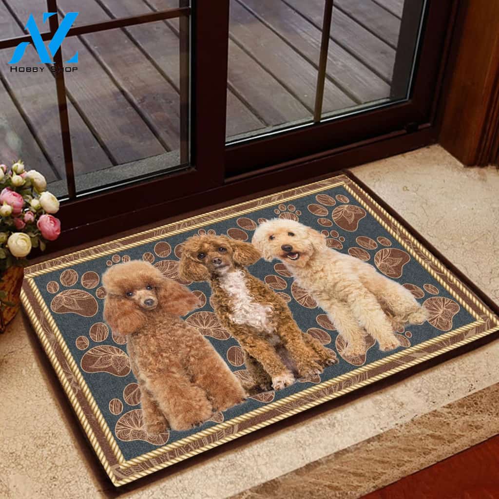 Poodle Flower Paw - Dog Doormat Welcome Mat House Warming Gift Home Decor Gift for Dog Lovers Funny Doormat Gift Idea