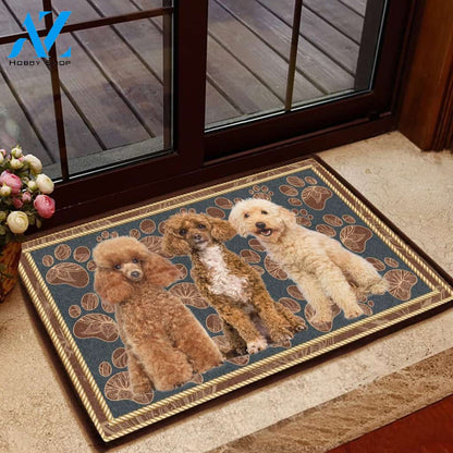 Poodle Flower Paw - Dog Doormat Welcome Mat House Warming Gift Home Decor Gift for Dog Lovers Funny Doormat Gift Idea