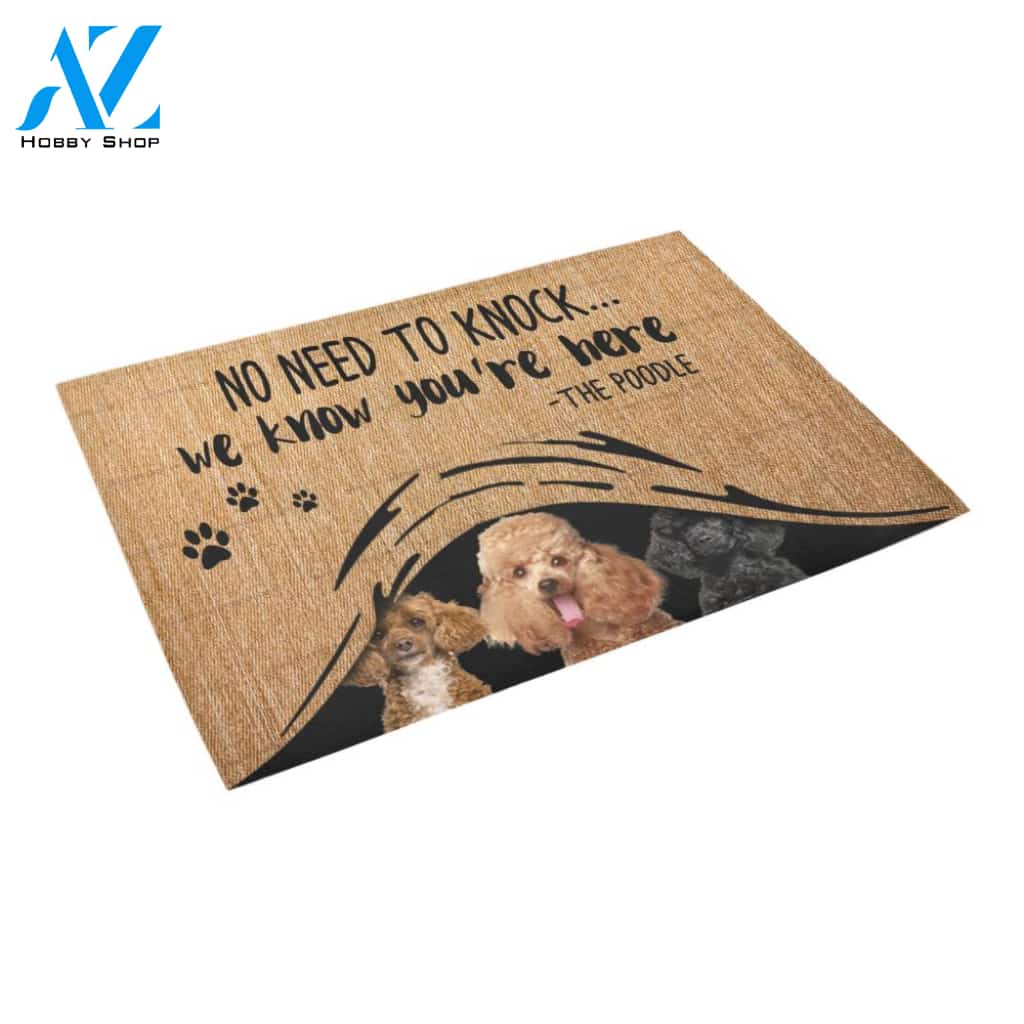 Poodle No Need To Knock Doormat Indoor And Outdoor Mat Entrance Rug Sweet Home Decor Housewarming Gift Gift For Friend Family Stem Feminist