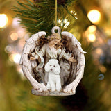 Poodle (1)-Angel Hug Winter Love Two Sided Ornament