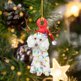 Godmerch- Ornament- White Poodles Christmas Shape Ornament, Happy Christmas Ornament, Car Ornament