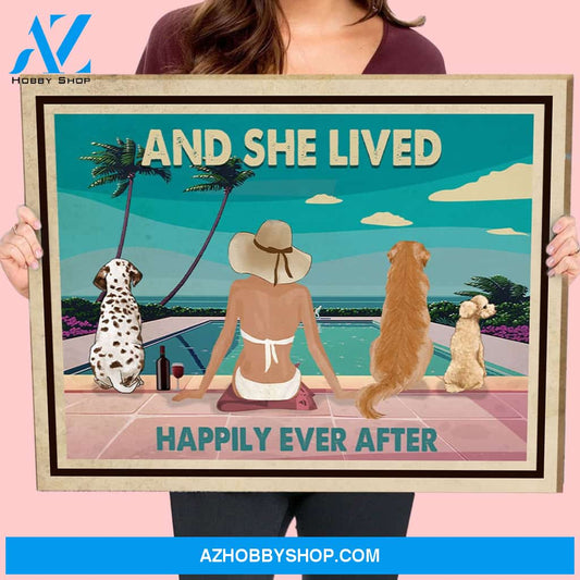 Pool, Wine and Dogs - Personalized Custom Canvas