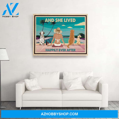 Pool, Wine and Dogs - Personalized Custom Canvas