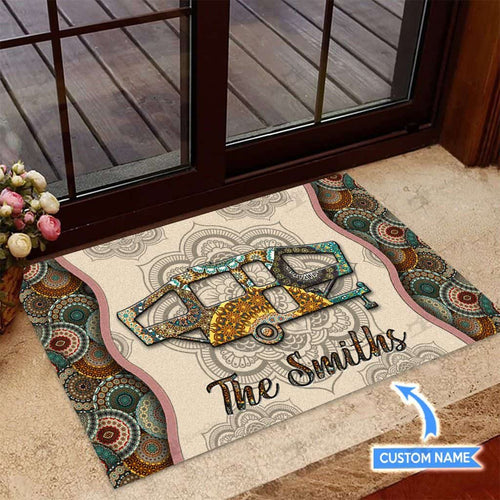 Pop-up Camper Personalized Custom Name Doormat Welcome Mat