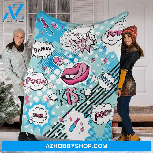 Popart Blue Design Fleece Blanket