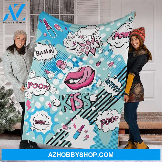 Popart Blue Design Fleece Blanket