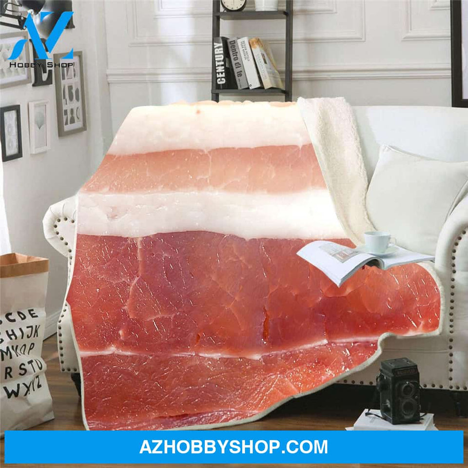 Pork 3D Printed Blanket, Funny Fleece Blanket, Food Blanket Gift For Friend Family Birthday Gift Home Decor Bedding Couch Sofa Soft and Comfy Cozy